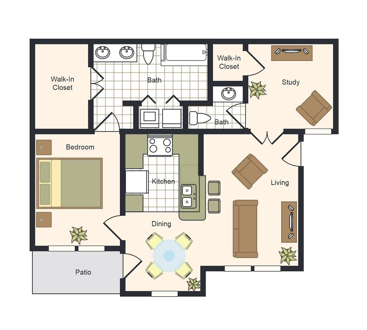 Floorplan diagram for C, showing 1 bedroom