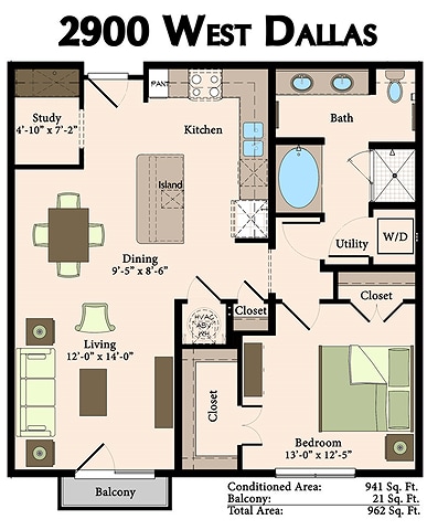 Diagrama del plano para A3.1, que muestra 1 recámara