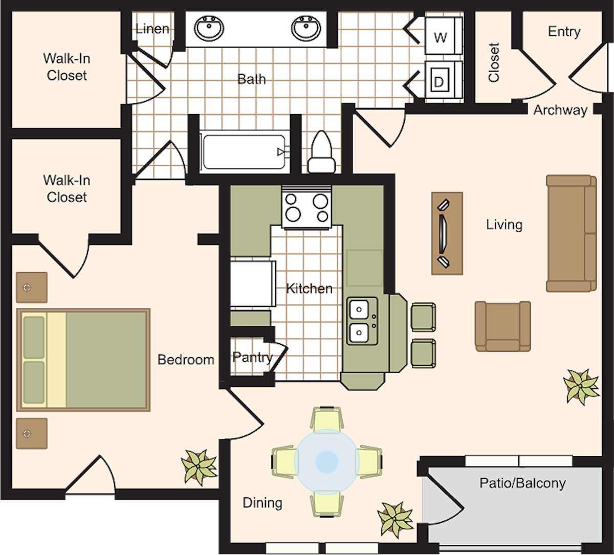 Floorplan diagram for A, showing 1 bedroom