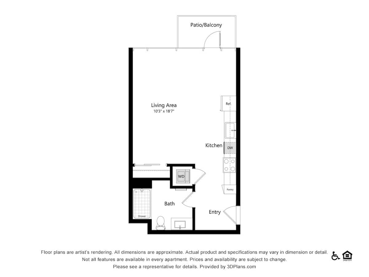 Floorplan diagram for A2, showing Studio