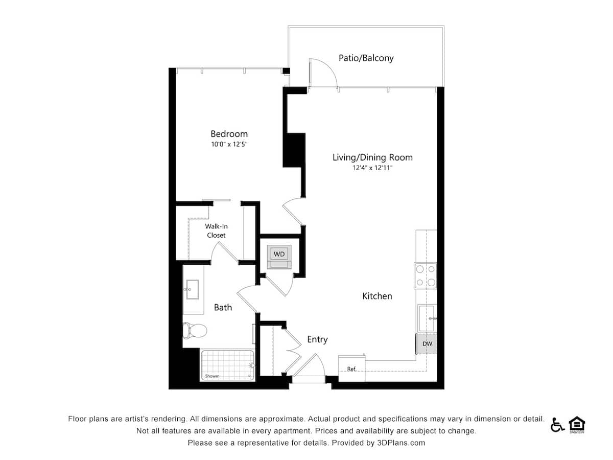 Floorplan diagram for B1, showing 1 bedroom
