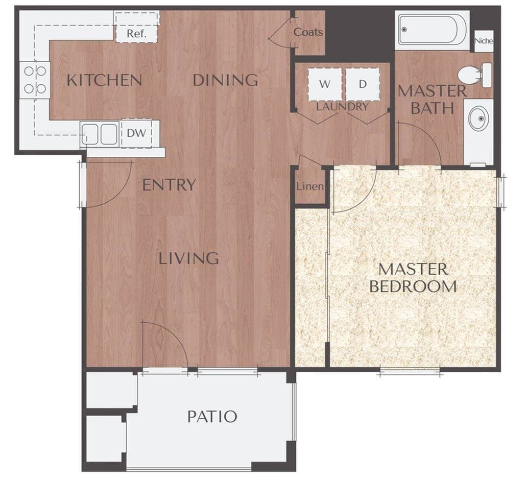 Majutuskoha plaan Residence 1A, millel on näidatud 1 magamistuba
