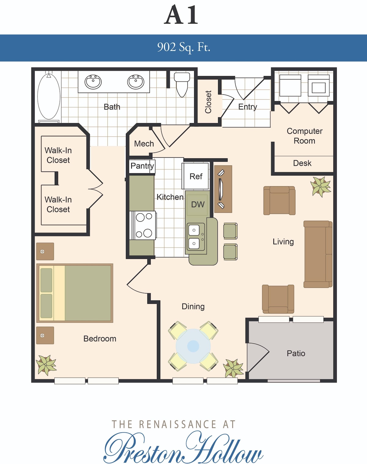 Plano de A1S, que muestra 1 habitación