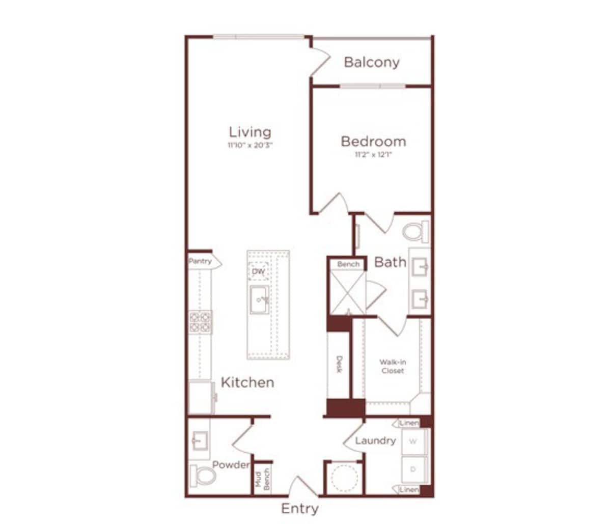 Floorplan diagram for A3, showing 1 bedroom