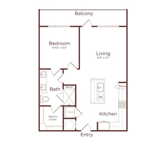 Floorplan diagram for A2A, showing 1 bedroom