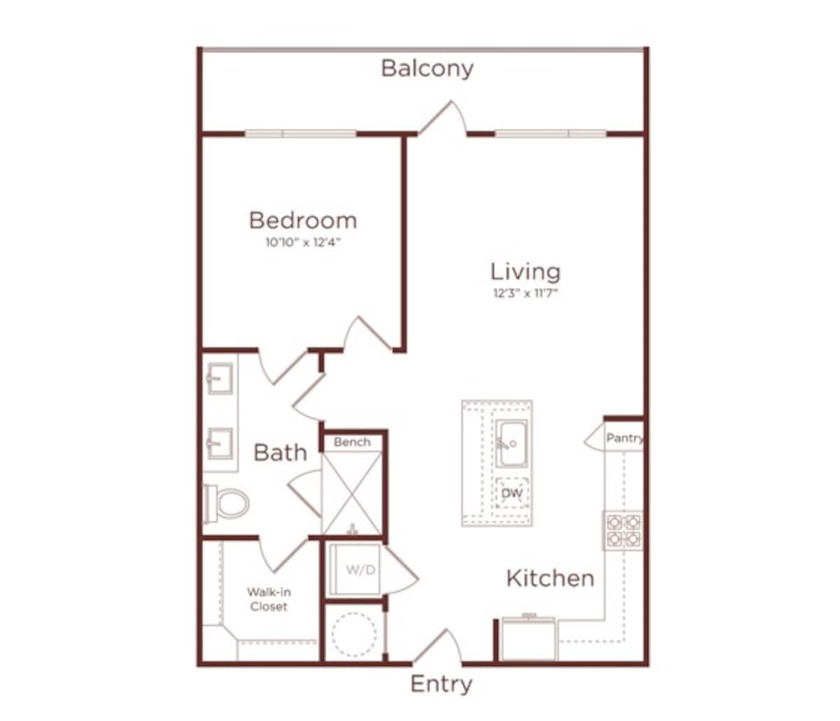 Floorplan diagram for A2A, showing 1 bedroom