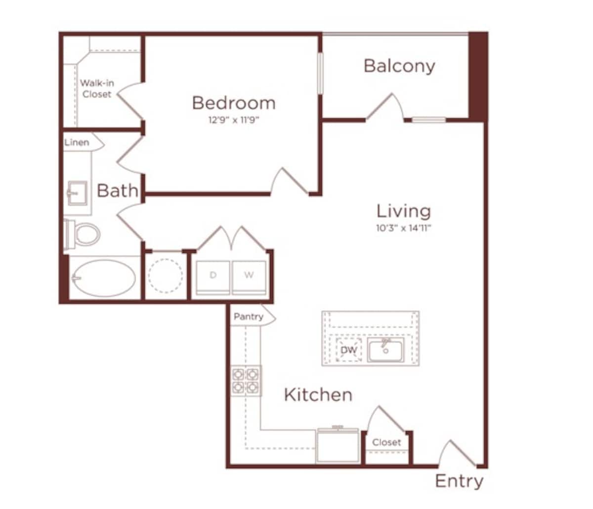Floorplan diagram for A5, showing 1 bedroom