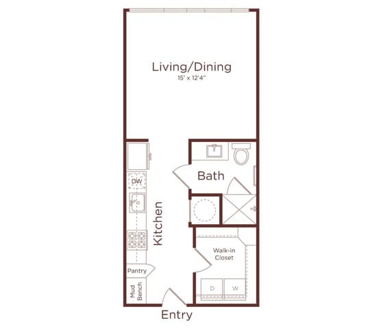 Floorplan diagram for A1A, showing 1 bedroom