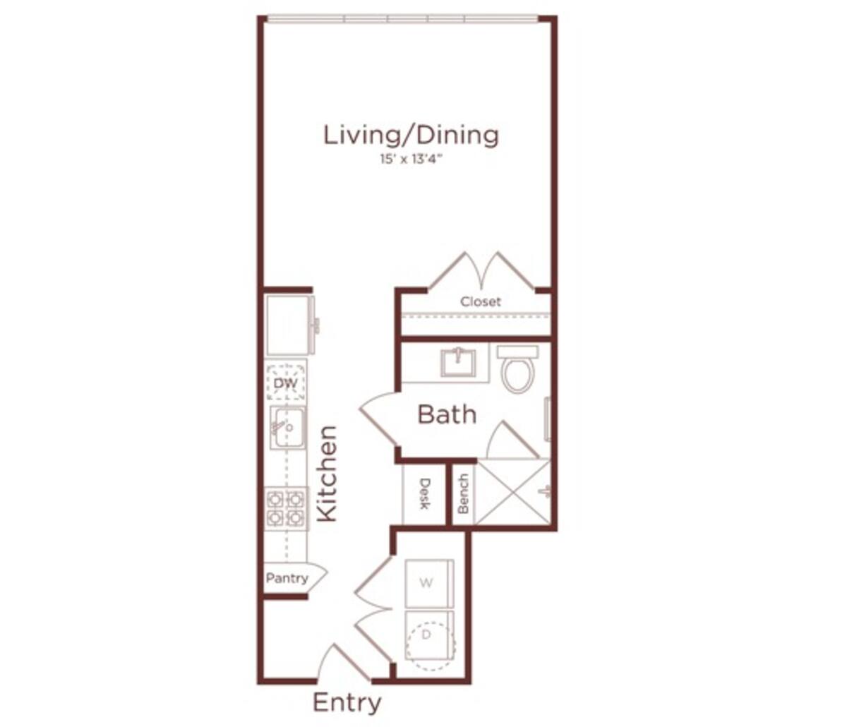 Floorplan diagram for A1C, showing 1 bedroom