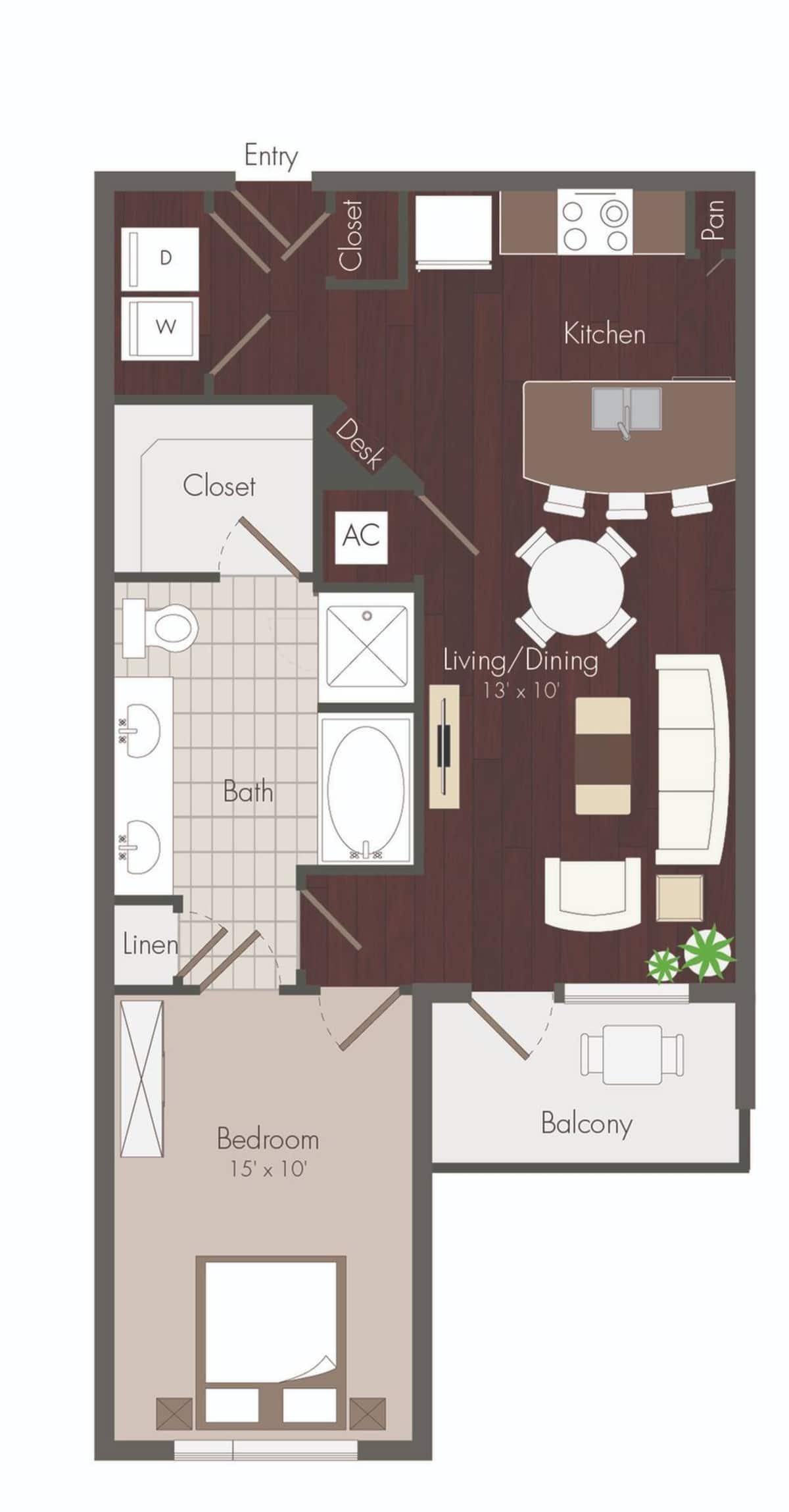 Floorplan diagram for Chandler, showing 1 bedroom