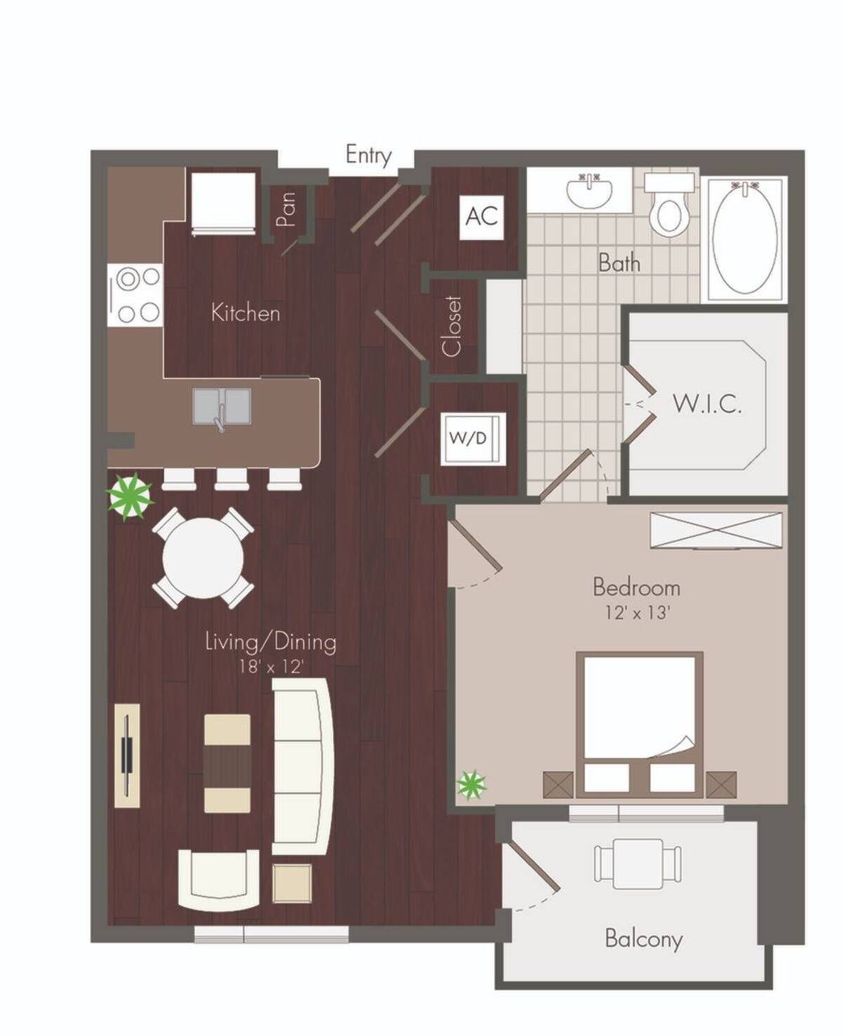 Floorplan diagram for Floyd, showing 1 bedroom