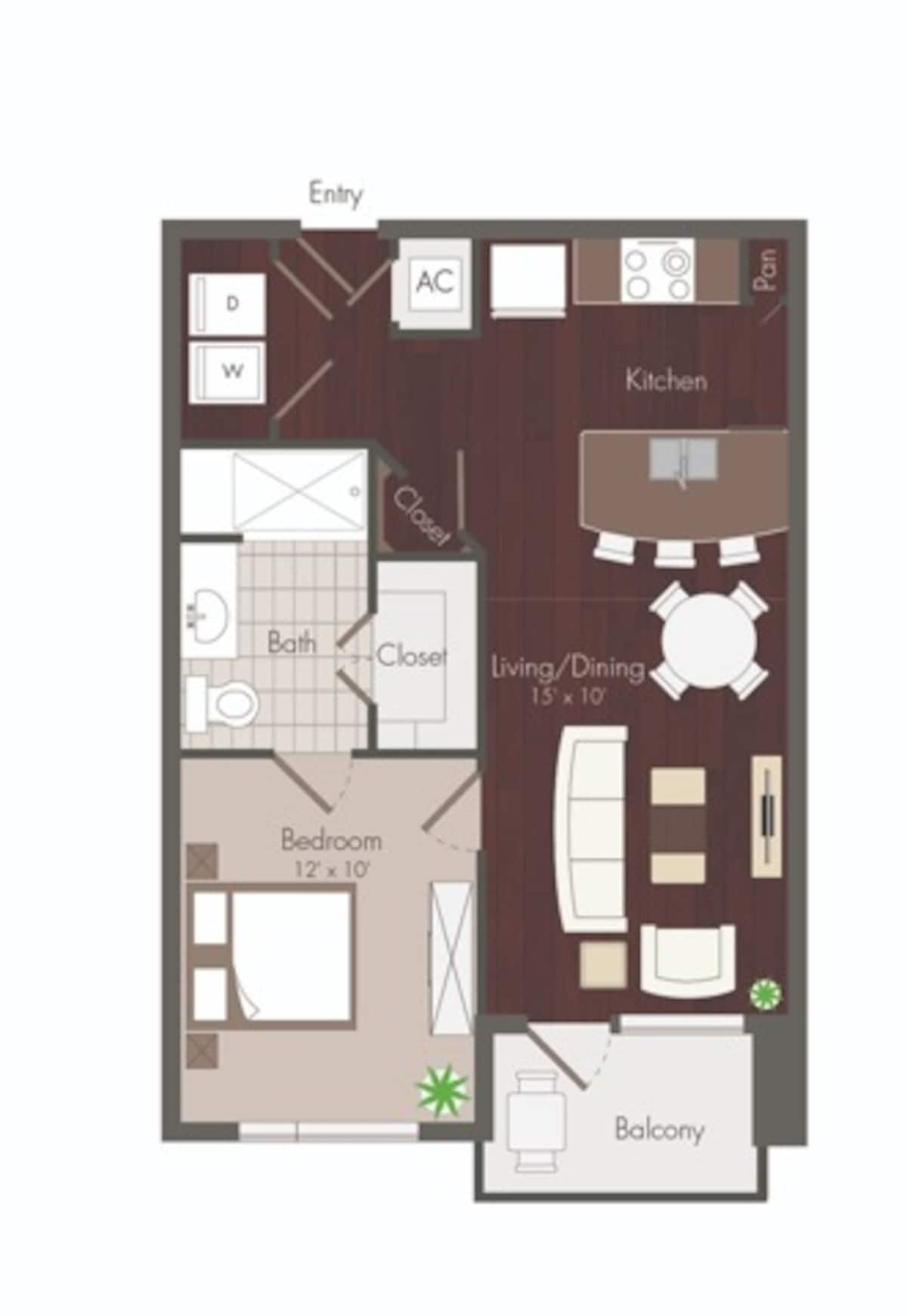 Floorplan diagram for Asbury - Renovated, showing 1 bedroom