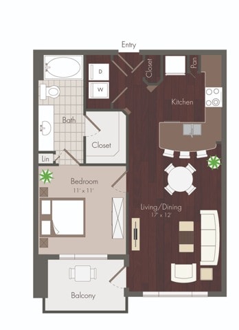 Floorplan diagram for Birdsall - Renovated, showing 1 bedroom