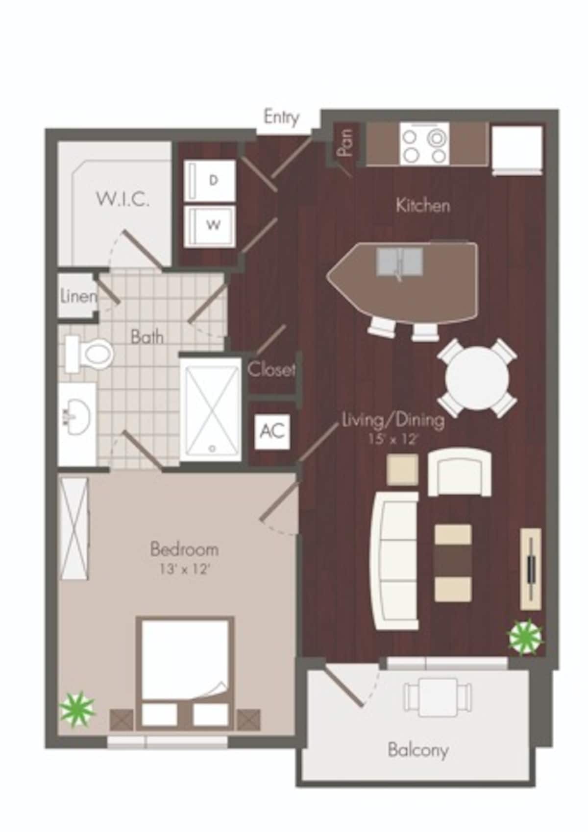 Floorplan diagram for Clyde - Renovated, showing 1 bedroom