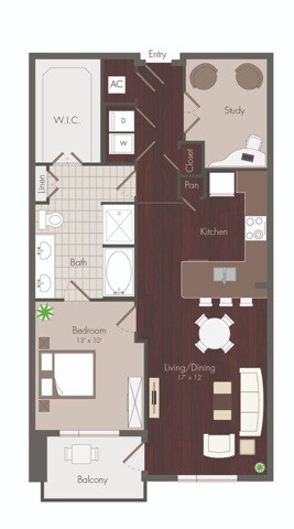 Plano de Knox - Renovated, que muestra 1 dormitorio