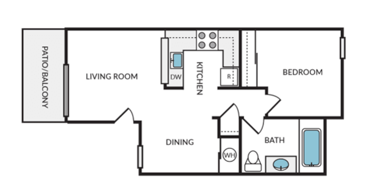 Floorplan diagram for The Alder, showing 1 bedroom