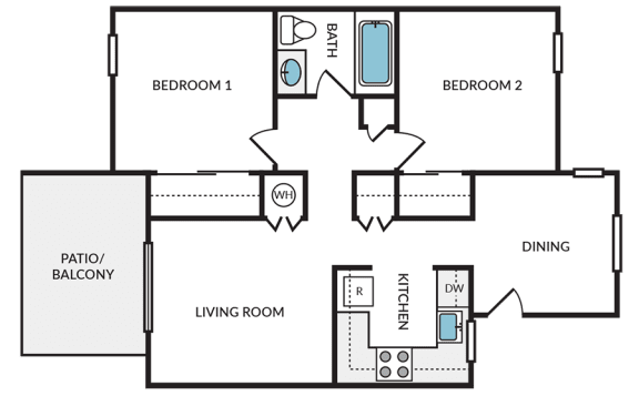 Plano de The Maple, que muestra 2 dormitorio