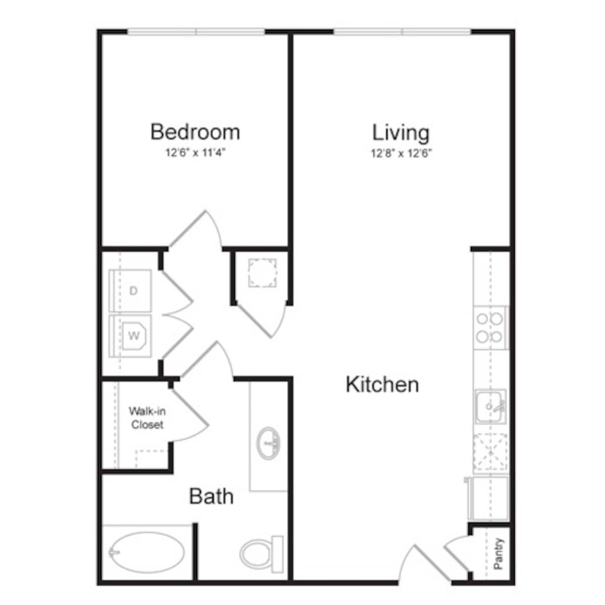 Floorplan diagram for A1-HC, showing 1 bedroom