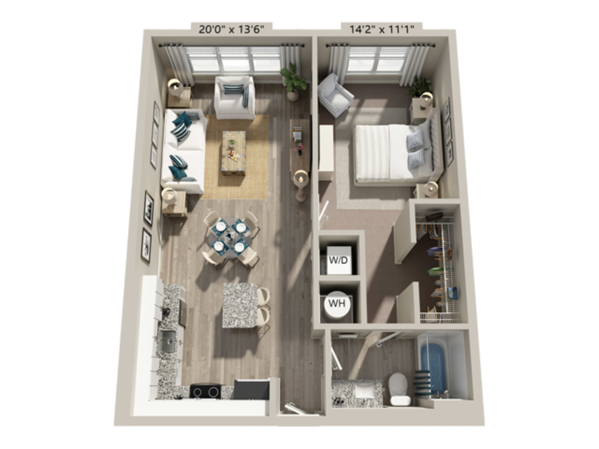 Floorplan diagram for A1, showing 1 bedroom