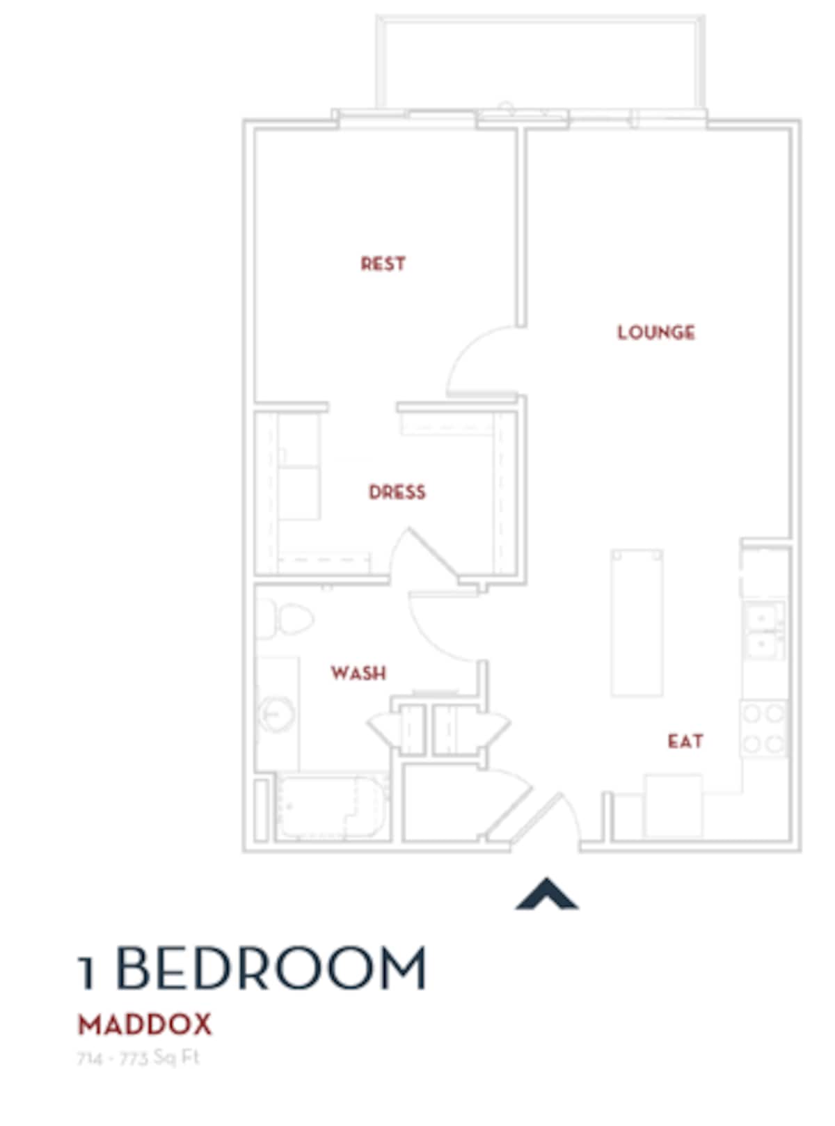 Floorplan diagram for Maddox, showing 1 bedroom