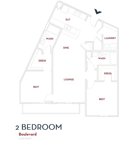 Floorplan diagram for Boulevard, showing 2 bedroom