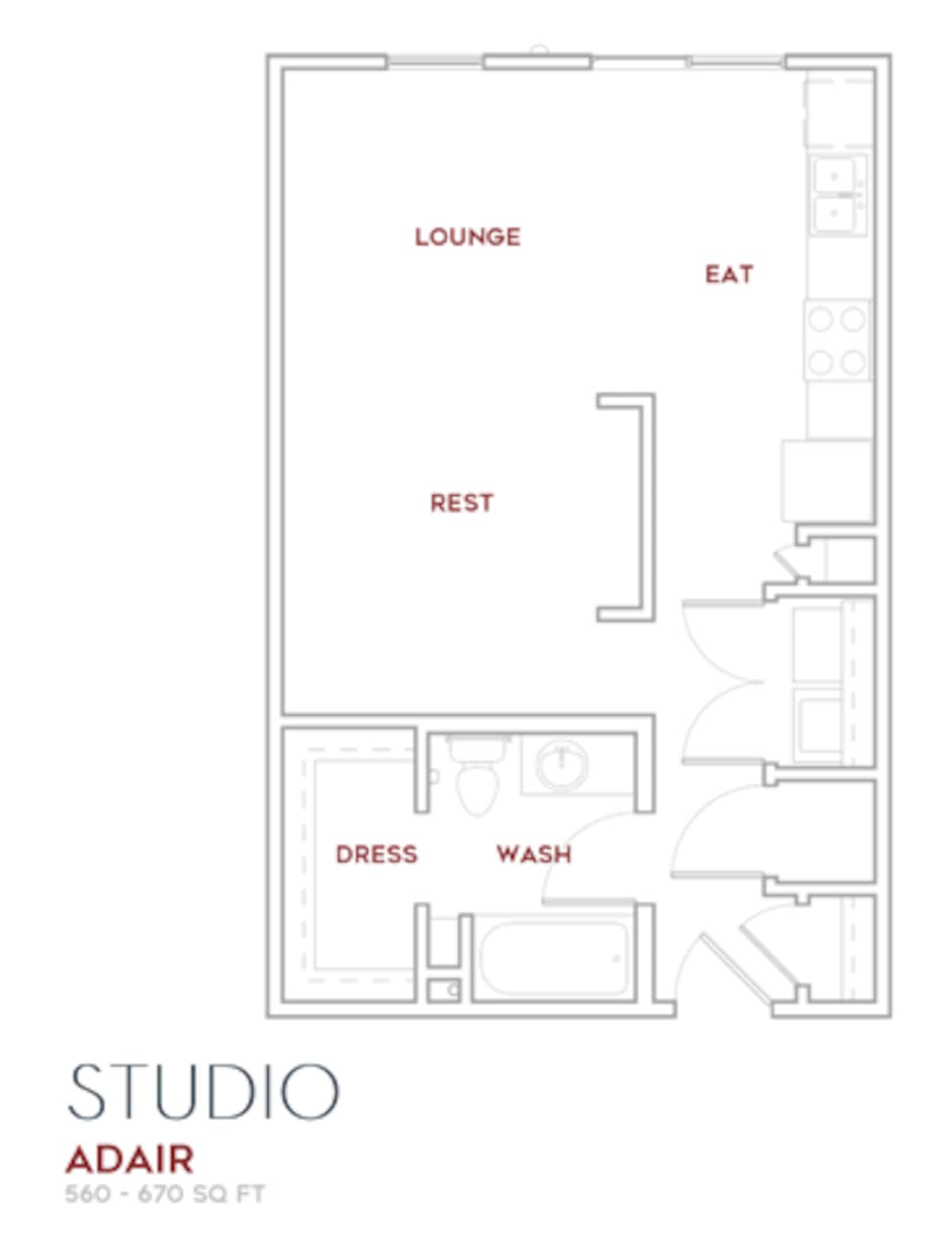 Floorplan diagram for Adair, showing Studio