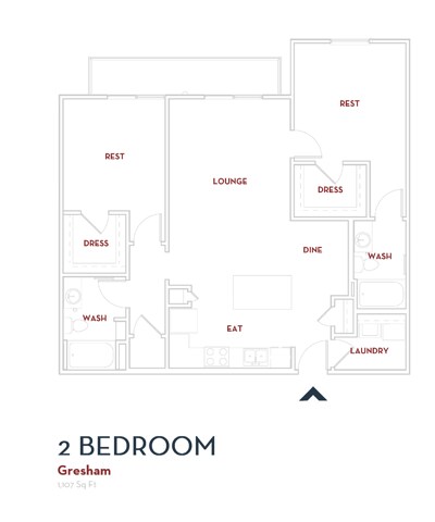 Floorplan diagram for Gresham, showing 2 bedroom