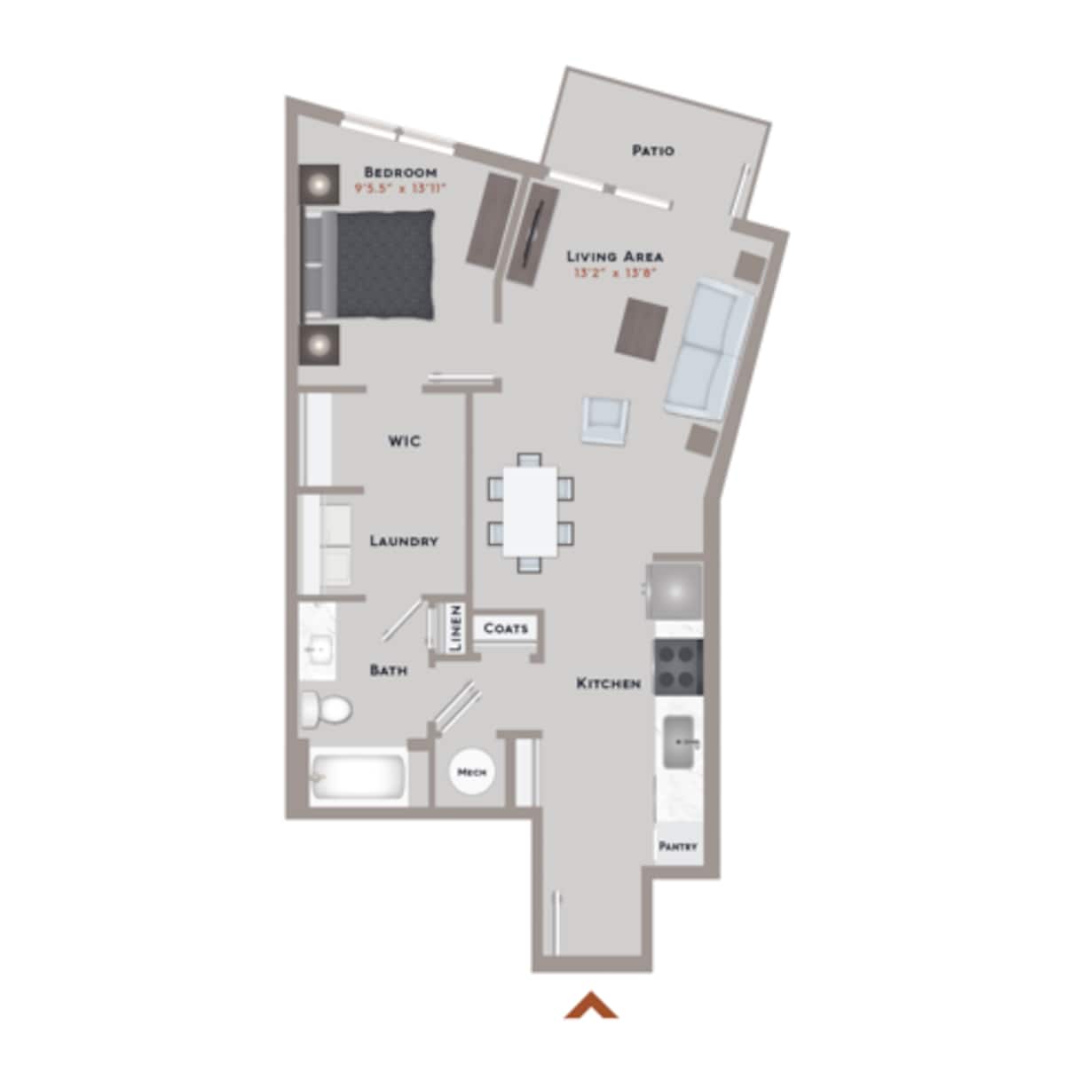 Floorplan diagram for Warhol II, showing 1 bedroom