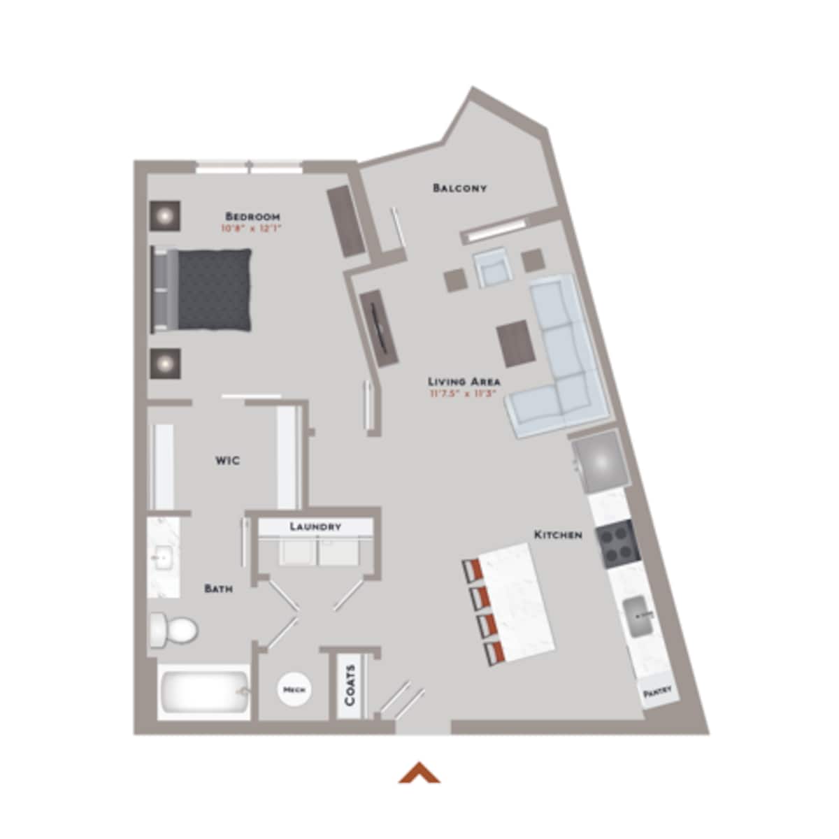 Floorplan diagram for Warhol III, showing 1 bedroom