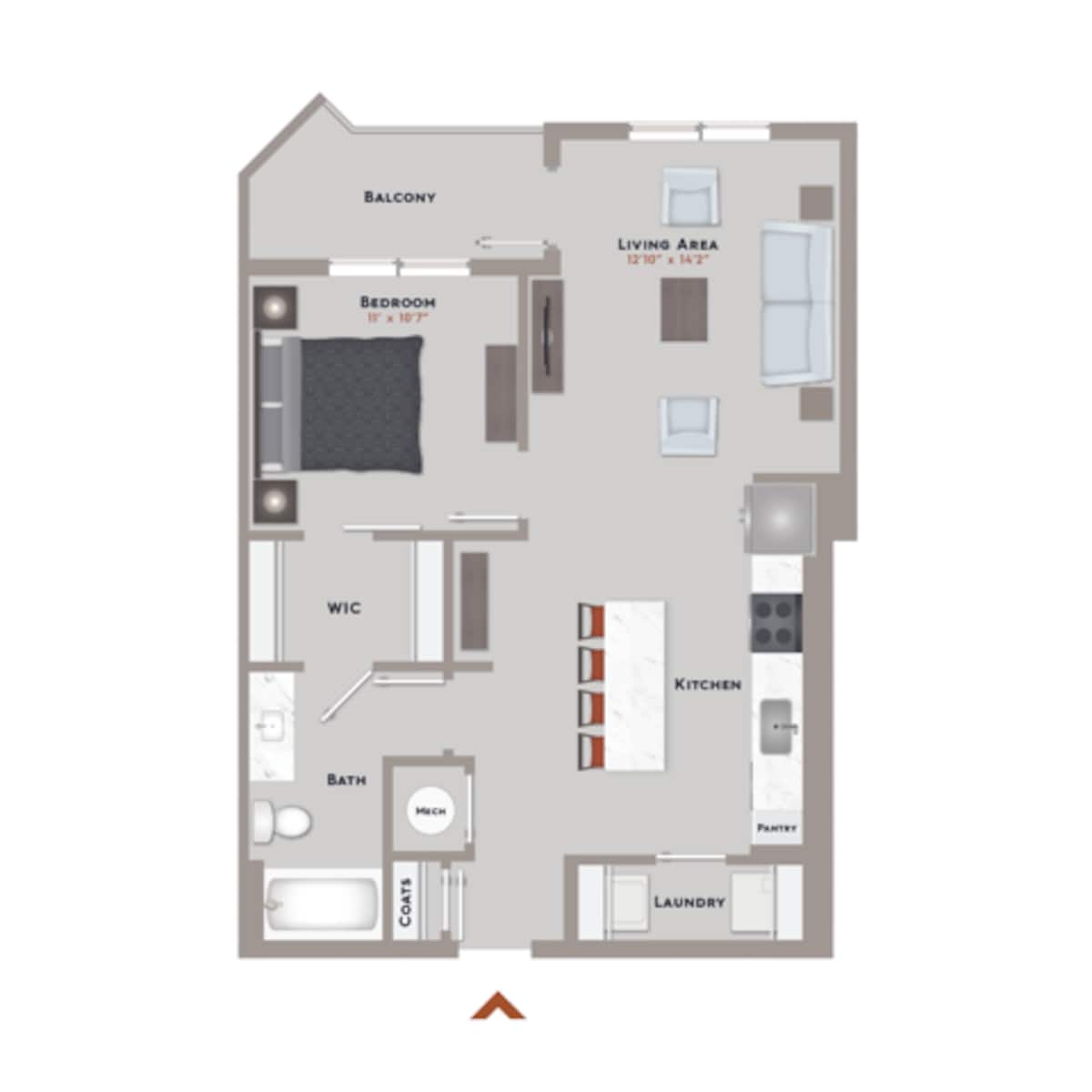 Floorplan diagram for Warhol IV, showing 1 bedroom