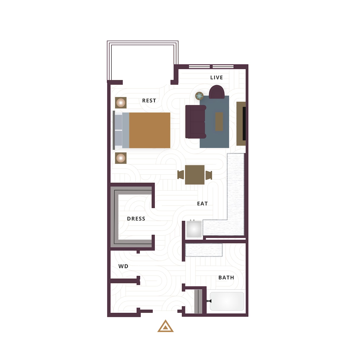 Floorplan diagram for S1A-e, showing Studio
