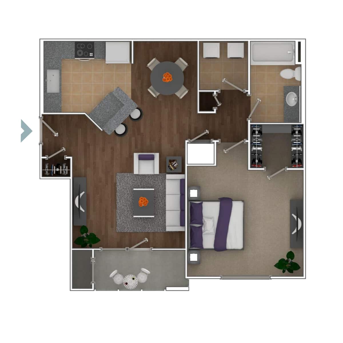 Floorplan diagram for 1b-vir, showing 1 bedroom