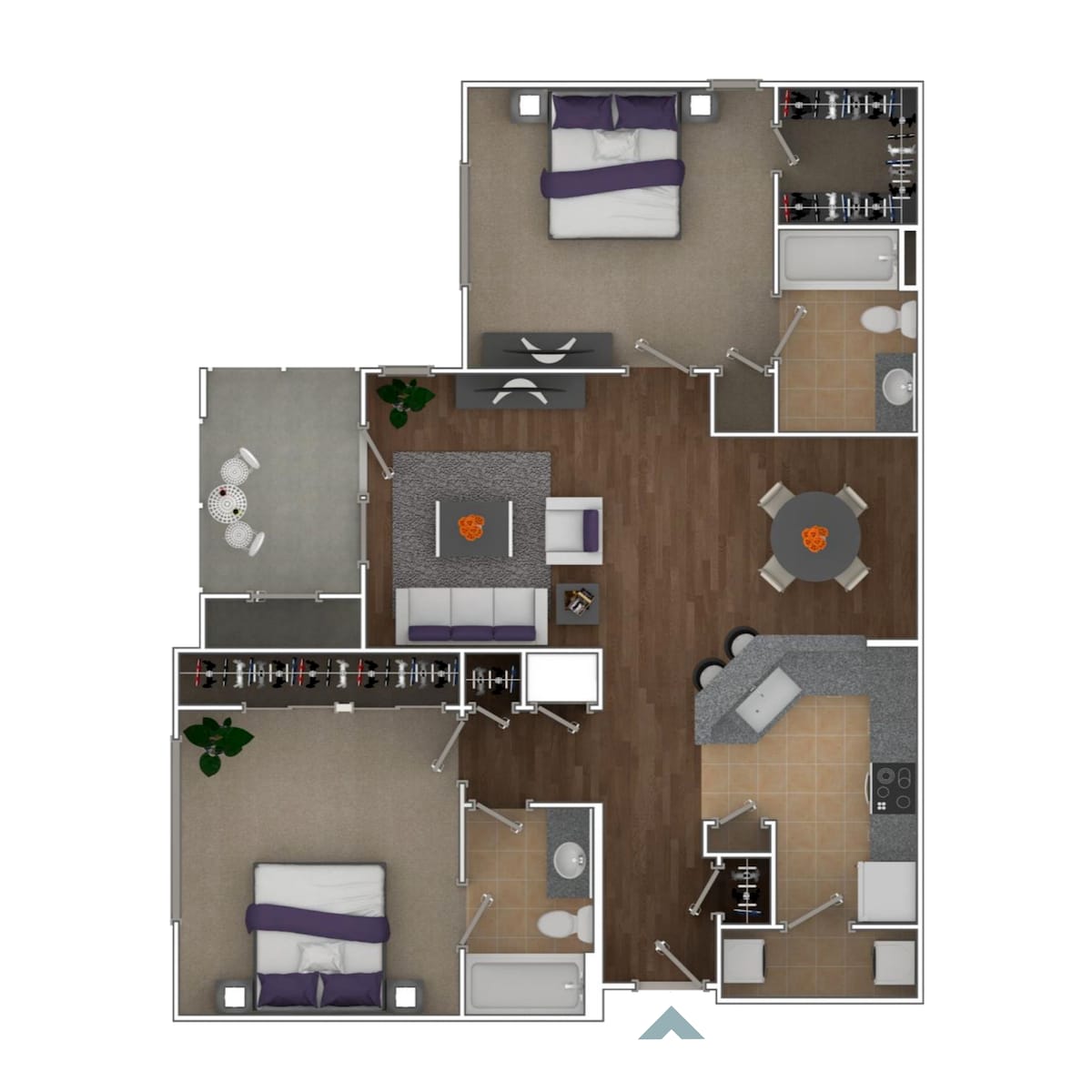 Plattegrond voor 2a-vir, met 2 slaapkamer