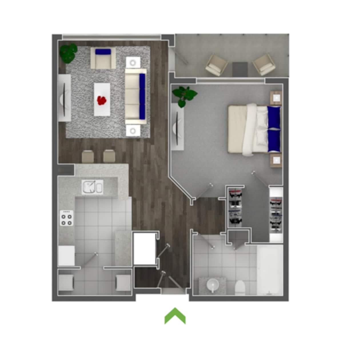 Floorplan diagram for Candler, showing 1 bedroom