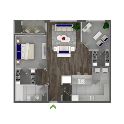 Floorplan diagram for Grant, showing 1 bedroom
