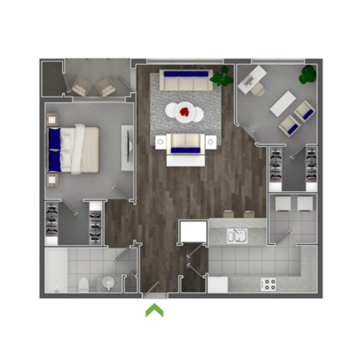 Floorplan diagram for Grant, showing 1 bedroom