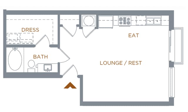 Floorplan diagram for Parsons II, showing Studio
