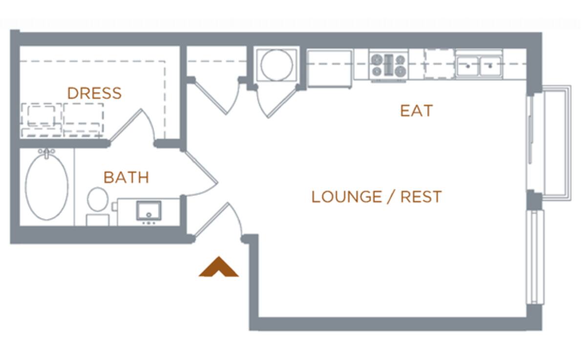Floorplan diagram for Parsons II, showing Studio