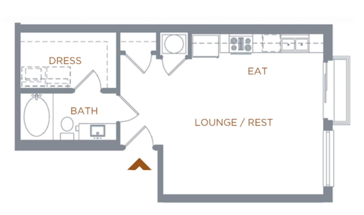 Floorplan diagram for Parsons I, showing Studio