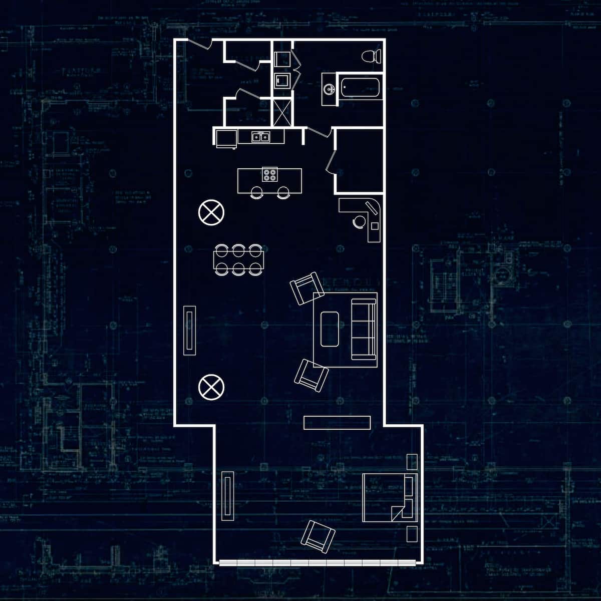 Floorplan diagram for The Erlang, showing Studio
