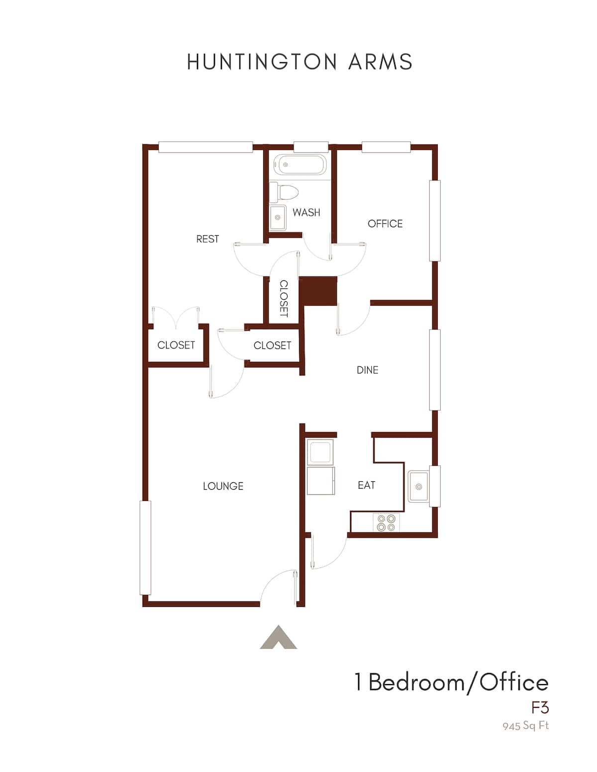 Floorplan diagram for F3, showing 1 bedroom