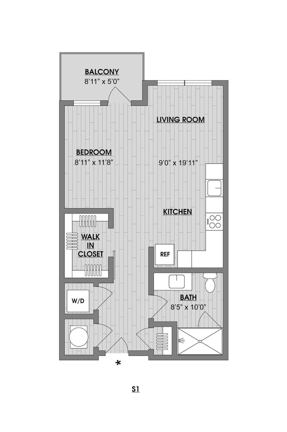 Floorplan diagram for Swazey, showing Studio