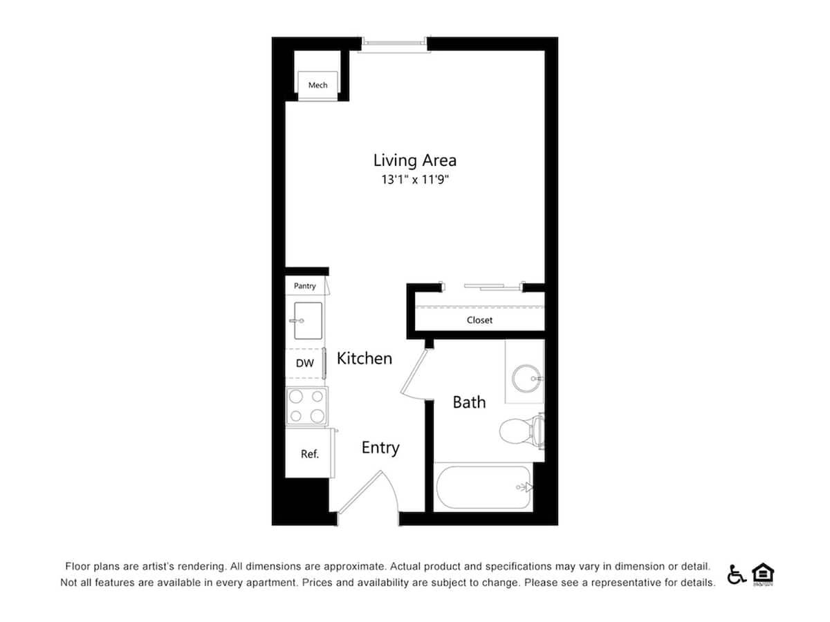 Floorplan diagram for S1D, showing Studio