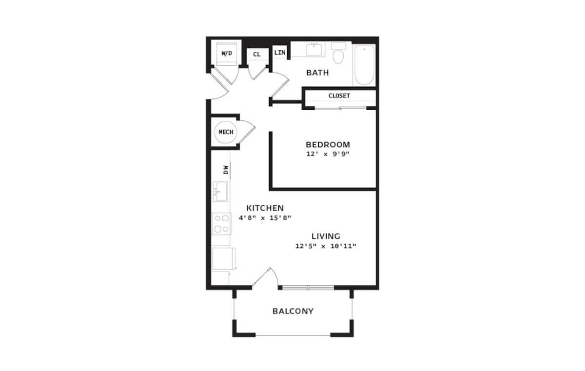 Floorplan diagram for Settler, showing Studio