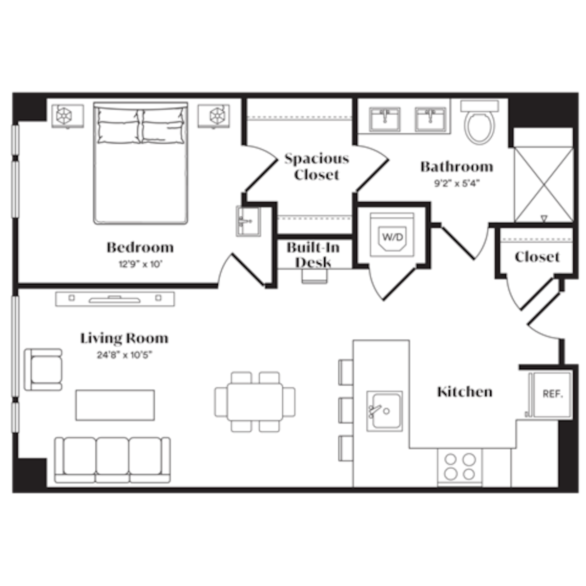 Floorplan diagram for A9, showing 1 bedroom