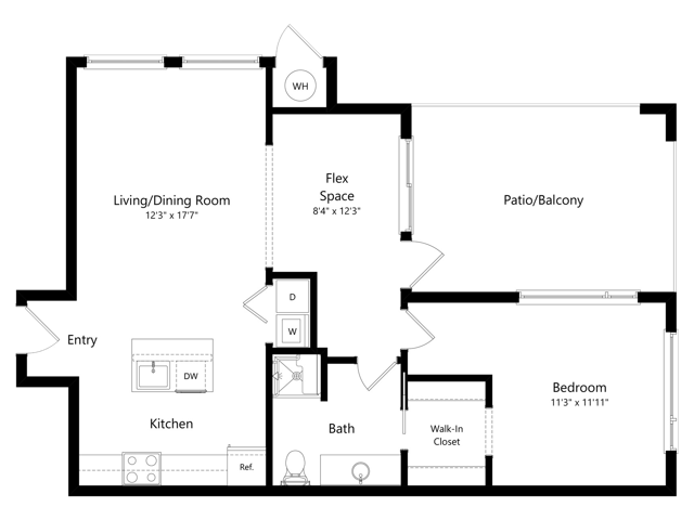 Floorplan diagram for Little Si, showing 1 bedroom