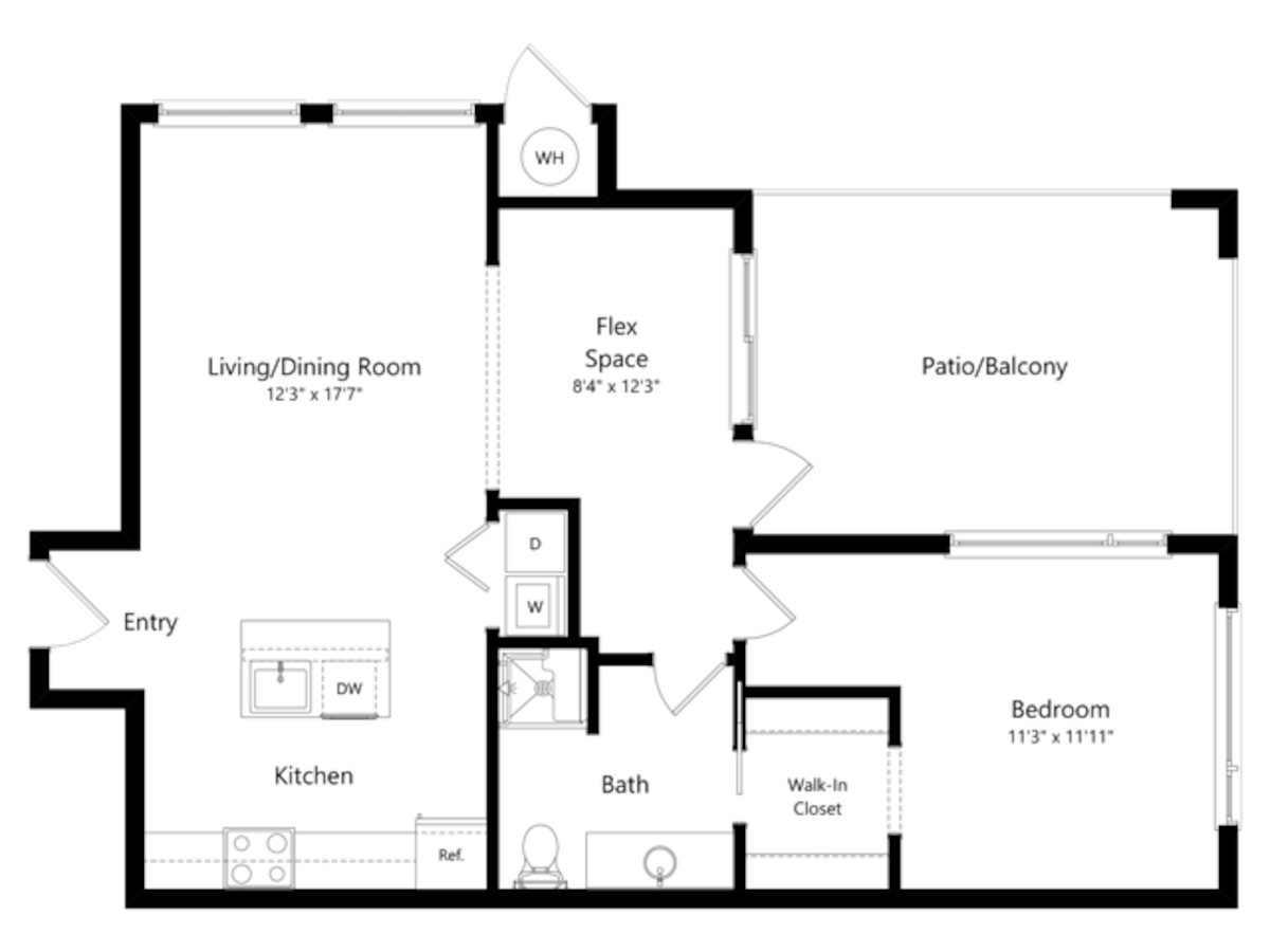 Floorplan diagram for Little Si, showing 1 bedroom