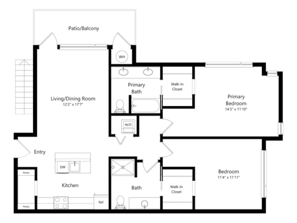 Floorplan diagram for Middle Fork, showing 2 bedroom