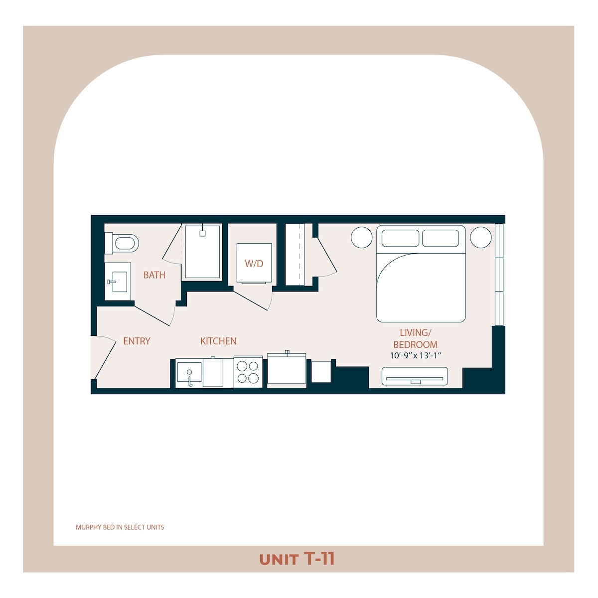 Floorplan diagram for T-11, showing Studio