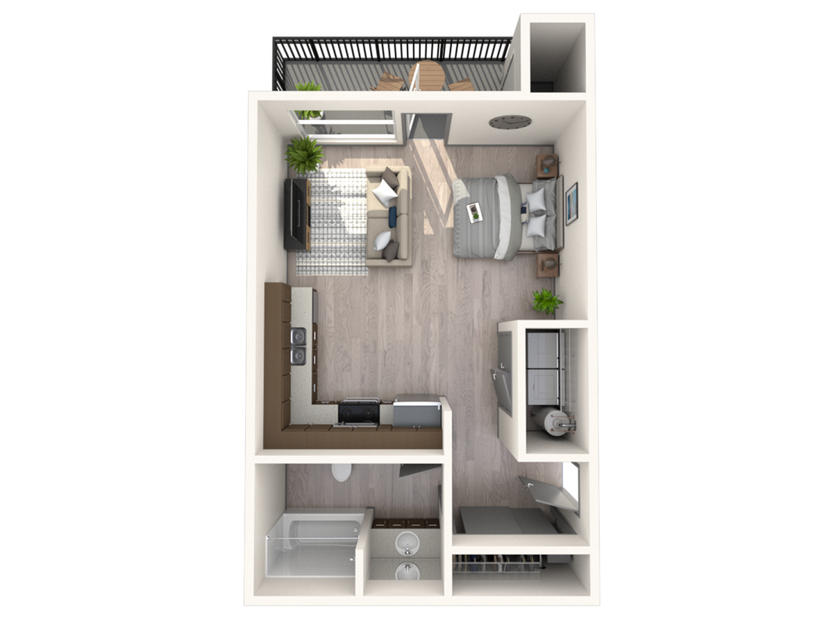 Floorplan diagram for Elevated Five40, showing Studio